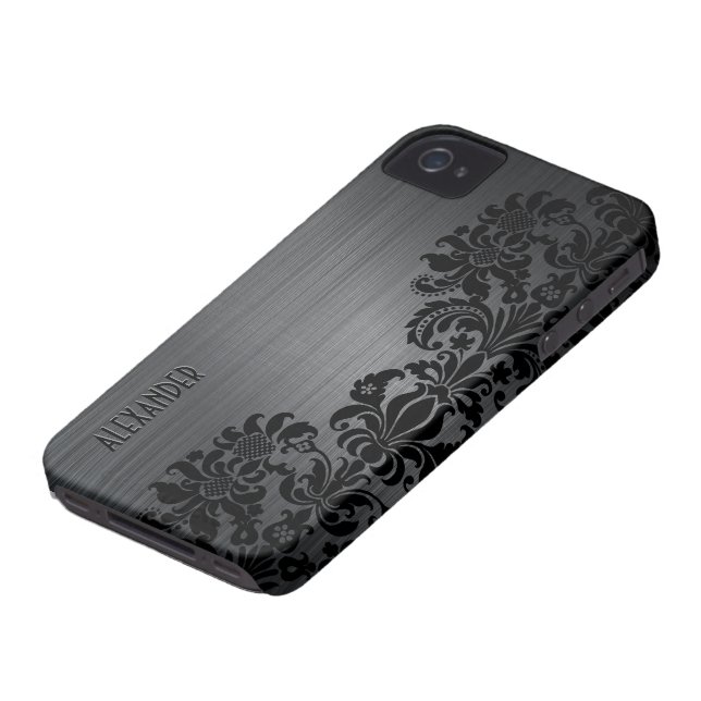 Zwart metalen aluminium in penseelpenselen Case-Mate iPhone case (Onderkant)