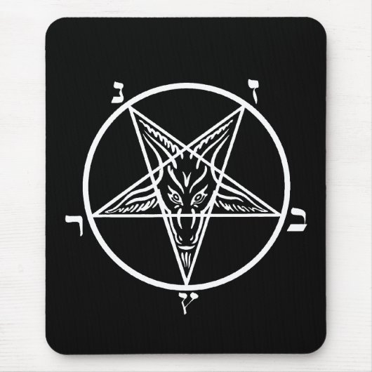 Zwart-metalen boze mousepad SATAN! Muismat (Voorkant)