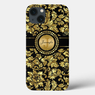 Zwart-metalen  Damasmonogram Case-Mate iPhone Case