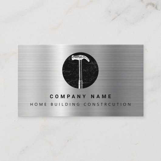 Zwart Metalen Hamer Huis Bouw Bouw Visitekaartje (Voorkant)