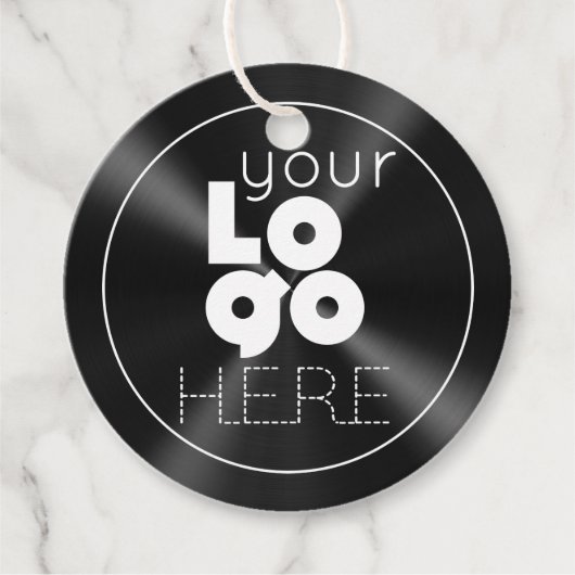 Zwart metalen hanglabel met opdruk voor bedrijfslo bedankjes labels (Voorkant)