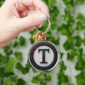 🔴 Zwart Metalen T Monogram Embleem 🔴 Sleutelhanger (Hand)