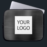 Zwart Metallic - Aangepaste Logo Promotionele Laptop Sleeve<br><div class="desc">Modern Zwart Faux Metallic Roestvrij Elegant Uw Aangepaste Logo Promotionele Laptoptas of Sleeve Promotionele (promo) reclame Hoesje. Dit stijlvolle professionele zakelijke computer hoesje kan worden aangepast aan uw bedrijf of zakelijke logo.</div>