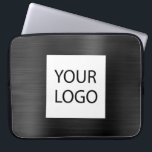 Zwart Metallic - Aangepaste Logo Promotionele Laptop Sleeve<br><div class="desc">Modern Zwart Faux Metallic Roestvrij Elegant Uw Aangepaste Logo Promotionele Laptoptas of Sleeve Promotionele (promo) reclame Hoesje. Dit stijlvolle professionele zakelijke computer hoesje kan worden aangepast aan uw bedrijf of zakelijke logo.</div>