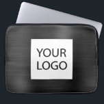Zwart Metallic - Aangepaste Logo Promotionele Laptop Sleeve<br><div class="desc">Modern Zwart Faux Metallic Roestvrij Elegant Uw Aangepaste Logo Promotionele Laptoptas of Sleeve Promotionele (promo) reclame Hoesje. Dit stijlvolle professionele zakelijke computer hoesje kan worden aangepast aan uw bedrijf of zakelijke logo.</div>
