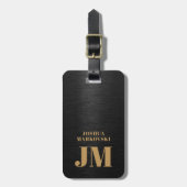 Zwart Metallic Achtergrond Gouden Typografie Bagagelabel (Voorkant verticaal)