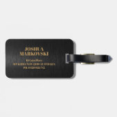 Zwart Metallic Achtergrond Gouden Typografie Bagagelabel (Achterkant horizontaal)