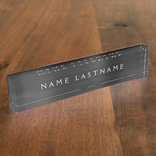 Zwart Metallic Folie Modern Custom Professional Naambordje (Zijkant)