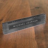 Zwart Metallic Folie Modern Custom Professional Naambordje (Zijkant)