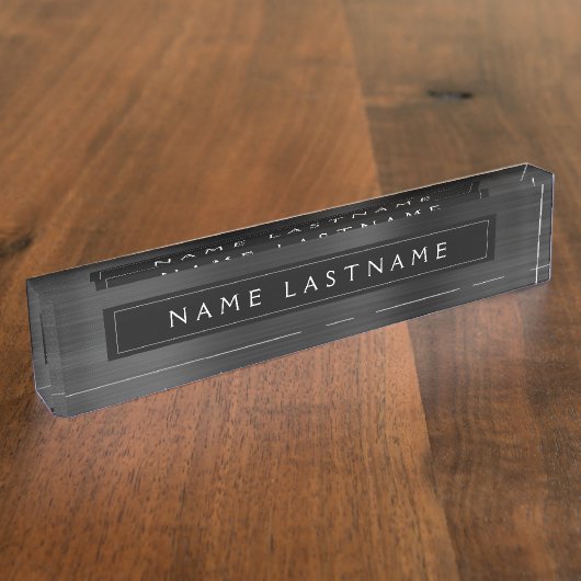 Zwart Metallic Folie Modern Custom Professional Naambordje (Zijkant)