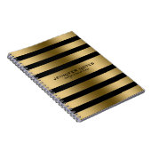 Zwart Metallic Gold Stripes-achtergrond Notitieboek (Rechterzijde)