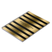Zwart Metallic Gold Stripes-achtergrond Notitieboek (Linkerzijde)