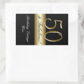 Zwart Metallic Goud 50e Verjaardag Wijn Label (Tas)