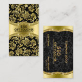 Zwart Metallic Goud Damasks cadeaubon Kortingskaartje (Voorkant / Achterkant)