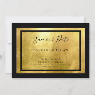 Zwart & Metallic Goud Glam Save The Date