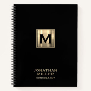 Zwart Metallic Goud Monogram Notitieboek