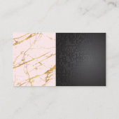 Zwart Metallic Goud Roze Marmer Kleurblok Visitekaartje (Achterkant)