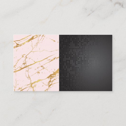 Zwart Metallic Goud Roze Marmer Kleurblok Visitekaartje (Achterkant)