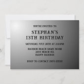 Zwart Metallic Grunge Jongens Verjaardagsfeestje Kaart (Achterkant)