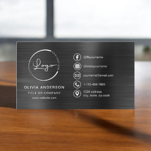 Zwart Metallic Minimalistische Logo Social Media I Visitekaartje