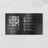 Zwart Metallic Minimalistische Logo Social Media I Visitekaartje (Voorkant)