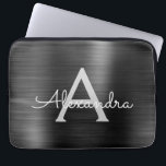 Zwart Metallic Modern Roestvrij staal Monogram Laptop Sleeve<br><div class="desc">Zwart en grijs Faux Roestvrij staal Metallic Folie Modern en Elegant Monogram Sleeve. Deze gepersonaliseerde laptophoes met monogram kan worden aangepast om uw initiaal en voornaam op te nemen en is een ideaal kerst- of verjaardagscadeau.</div>