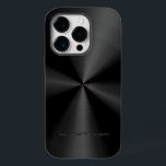 Zwart Metallic Patroon Roestvrij Staal Kijk 3 Case-Mate iPhone Case<br><div class="desc">Zwart glanzend metallisch patroon roestvrij staal. Aangepast en optioneel monogram. Dit is een afbeelding roestvrij stalen patroon en geen echt metaal. Beschikbaar op andere producten</div>