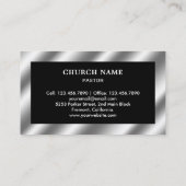 Zwart Metallic Staal Jesus Christ Cross Pastor Visitekaartje (Achterkant)