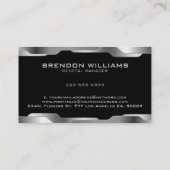 Zwart & Metallic Zilver Geometrisch Ontwerp Visitekaartje (Achterkant)