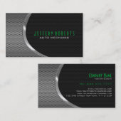 Zwart & Metallic Zilver Grijs Auto Professional Visitekaartje (Voorkant / Achterkant)