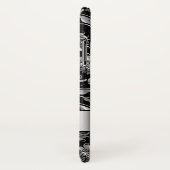 Zwart & Metallic Zilver Grijs Damast Patroon Case-Mate iPhone Case (Achterkant / rechts)