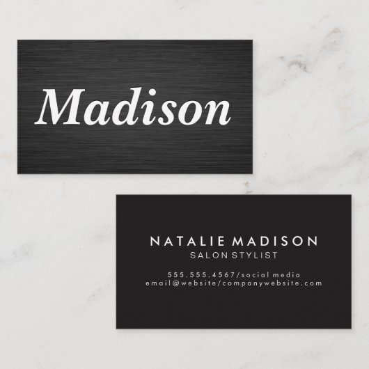 Zwart metallisch Achtergrond Visitekaartje (Voorkant / Achterkant)