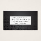 Zwart metallisch Achtergrond | Witte Lijst Visitekaartje (Achterkant)