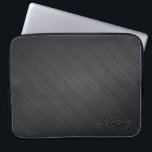Zwart metallisch design-geborsteld aluminium look  laptop sleeve<br><div class="desc">Elegant eenvoudig en glad metalen design-geborsteld aluminium look 2. Aangepast en optioneel monogram. Beschikbaar op andere producten</div>