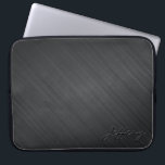 Zwart metallisch design-geborsteld aluminium look  laptop sleeve<br><div class="desc">Elegant eenvoudig en glad metalen design-geborsteld aluminium look 2. Aangepast en optioneel monogram. Beschikbaar op andere producten</div>