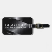 Zwart metallisch geborsteld aluminium blikje bagagelabel (Voorkant horizontaal)