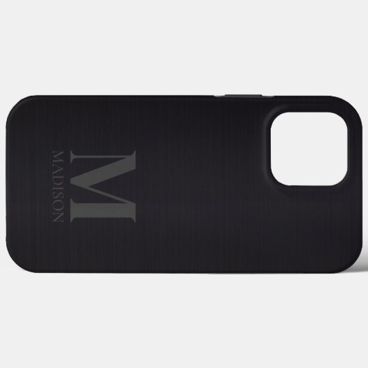 Zwart metallisch monogram Case-Mate iPhone case (Achterkant (horizontaal))