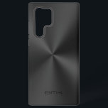 Zwart metallisch textiel Roestvrij staal Kijk uit Samsung Galaxy Hoesje<br><div class="desc">Klik eenvoudig afbeelding van een glanzende metalen textuur,  roestvrij staal.  zwart-tekstmonogram. Elegant monochromatische ontwerp.</div>