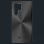 Zwart metallisch textiel Roestvrij staal Kijk uit Samsung Galaxy Hoesje<br><div class="desc">Klik eenvoudig afbeelding van een glanzende metalen textuur,  roestvrij staal.  zwart-tekstmonogram. Elegant monochromatische ontwerp.</div>