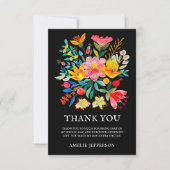 Zwart Mexicaans Fiesta Bloemen Thema Bedankkaart (Voorkant)