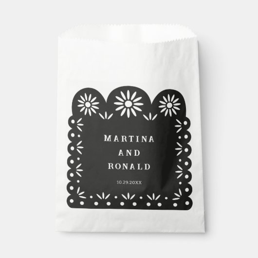 ZWART MEXICAANS PAPEL PICADO BEDANKZAKJE (Voorkant)
