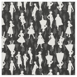 Zwart Mid Century 1950s silhouet vrouwen Stof