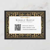 Zwart Middeleeuws Zwaard Wedding RSVP QR Code Informatiekaartje (Voorkant)