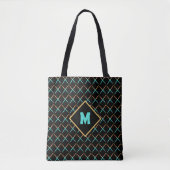 Zwart Midden-eeuws modern abstract retro patroon Tote Bag (Voorkant)