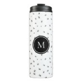 Zwart mierenpatroon monogram thermosbeker (Voorkant)