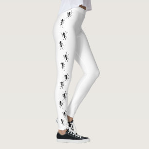 Zwart Mierenpatroon Op Wit Leggings