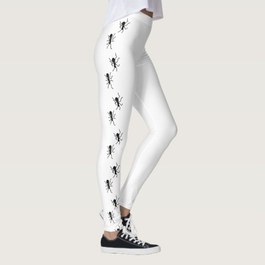 Zwart Mierenpatroon Op Wit Leggings (Rechts)