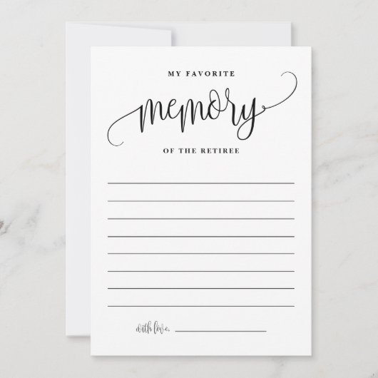 Zwart Mijn favoriete geheugen van de gepensioneerd Kaart (Voorkant)