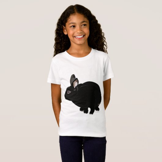 Zwart Mini Rex Konijn T-shirt (Voorkant volledig)