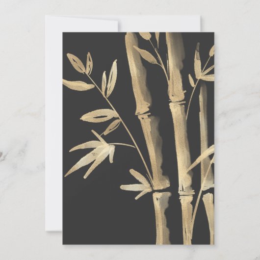 Zwart Minimaal Bamboe Japans Aziatisch Bruiloft Kaart (Achterkant)